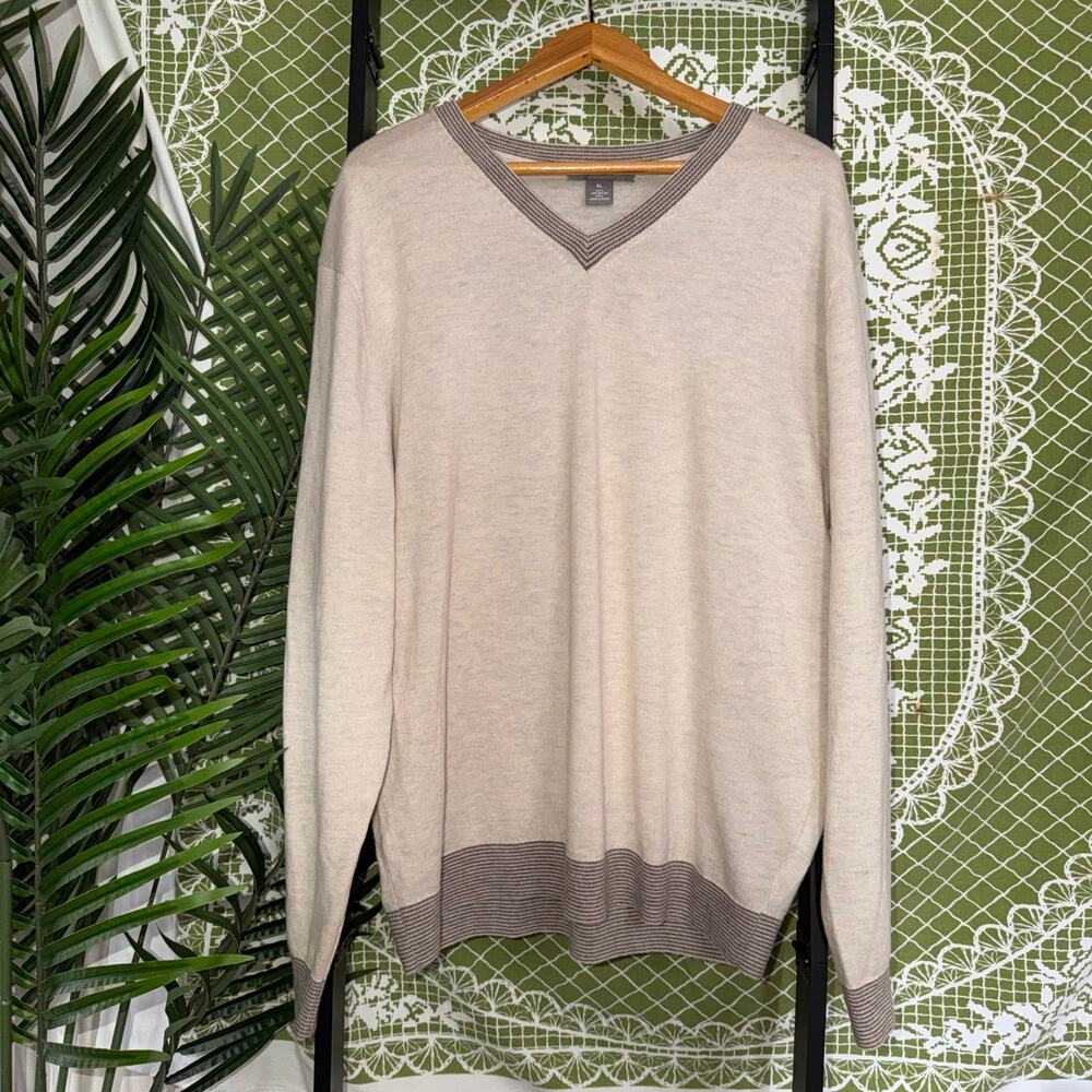 Daniel Cremieux Signature Collection 100% Mercerized Wool V-Neck‎ Sweater - XL